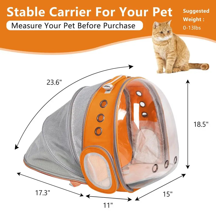 Backpack Carrier Back Expandable Bubble Pet Carrier Backpack for Large Cat, Kitten and Dog, Designed for Hiking, Travelling and