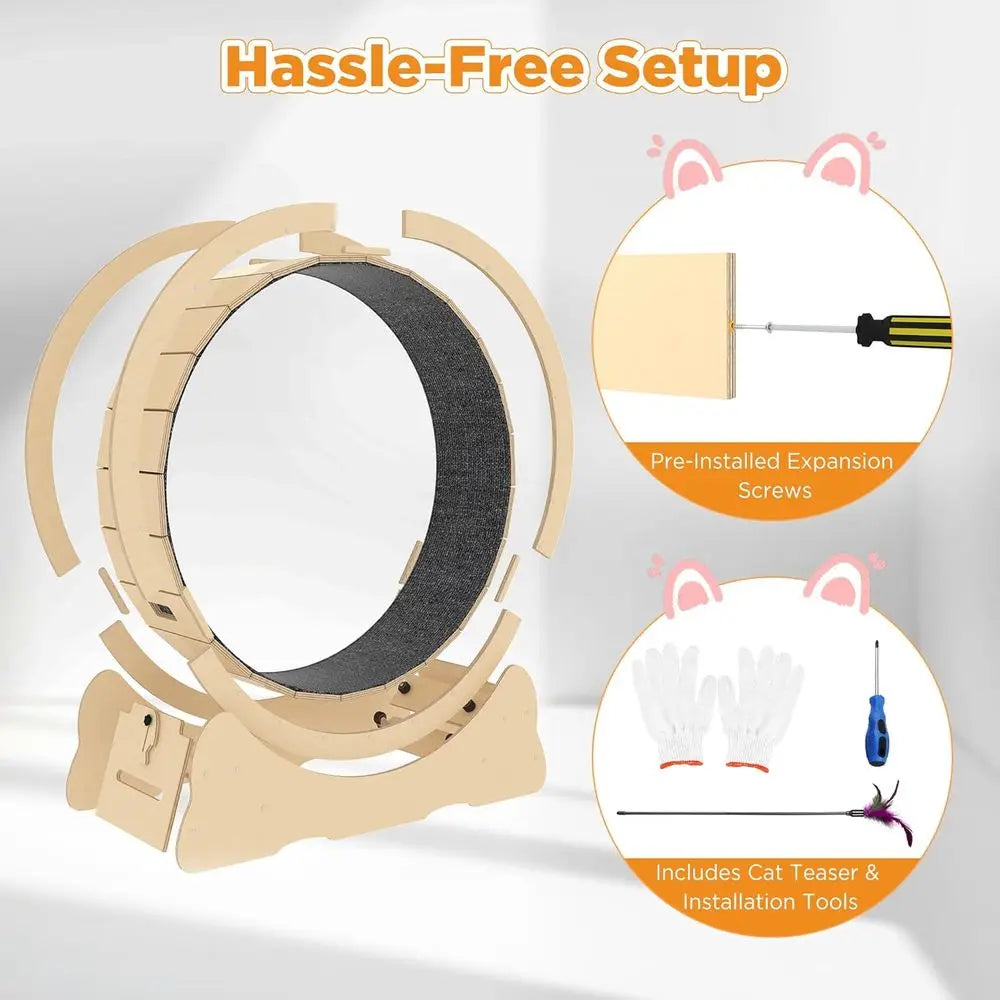 Extra-Large Silent Indoor Cat Exercise Wheel with Removable Carpet, 46 for Feline Fitness & Fun