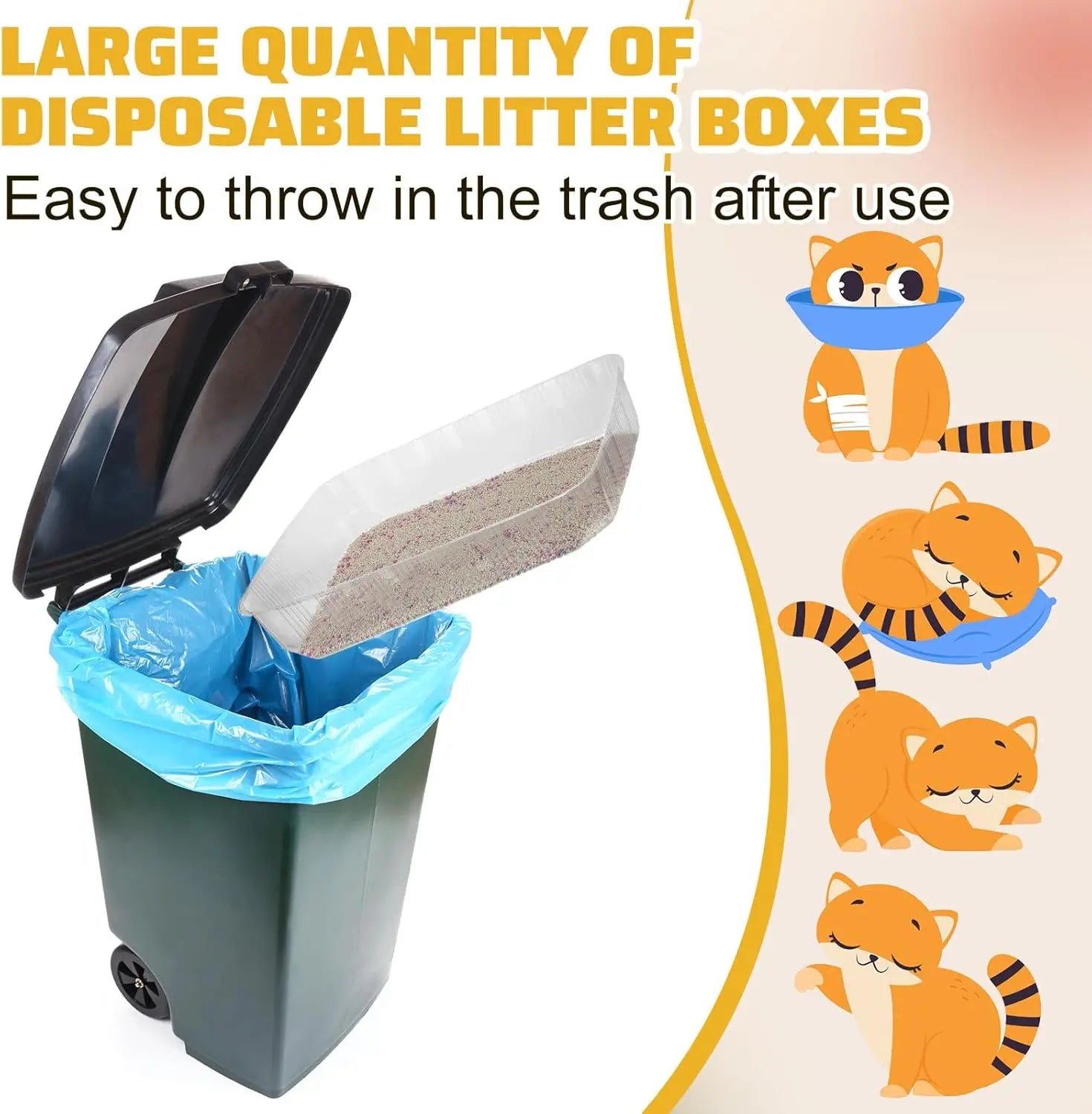 50 Pack Disposable Cat Litter Box, 19.69 x 15.75 x 3.94 Inch, Portable Clear Tray for Indoor Home Travel
