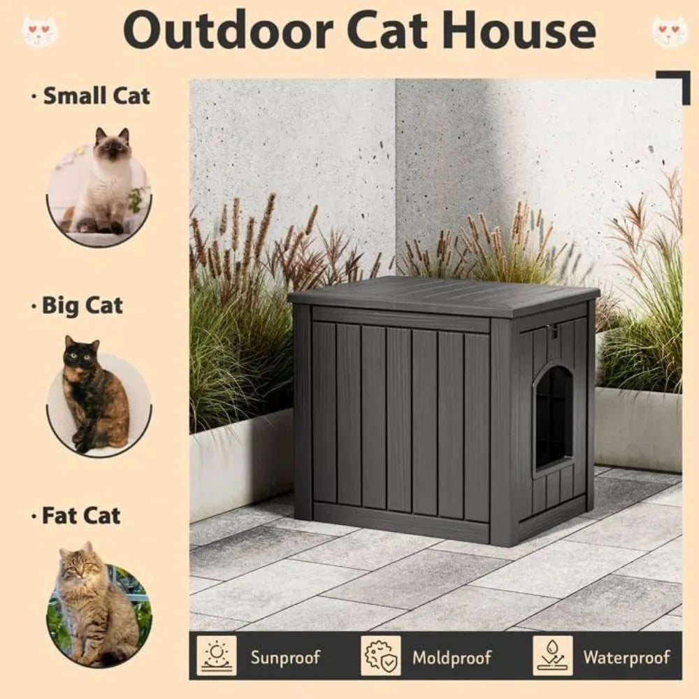Weatherproof Insulated Outdoor Cat House for Winter, Suitable for Feral and Domestic Cats, Durable Shelter