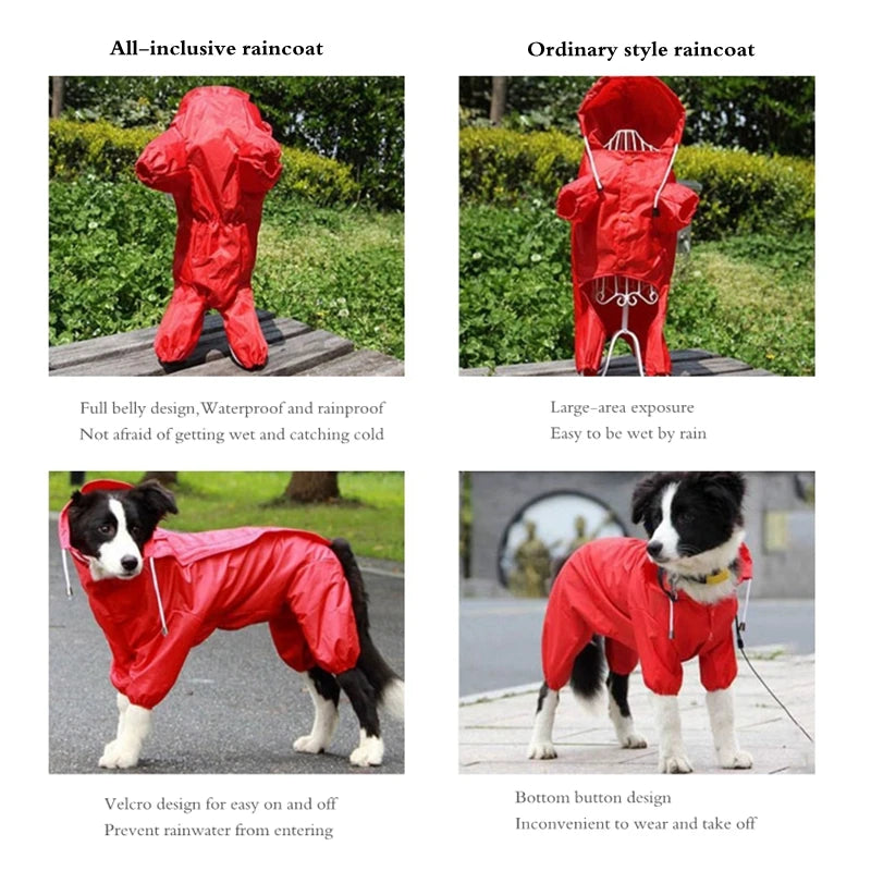 Pet Large Dog Raincoat Outdoor Waterproof Clothes Hooded Jumpsuit Cloak For Small Big Dogs Overalls Rain Coat Labrador