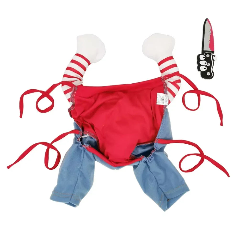 Pet Halloween Costume  Pet Clothes Chucky Dog Cat Cosplay Clothing Deadly Doll Holding A  Coat Pet Costume Apparel Pet clothes