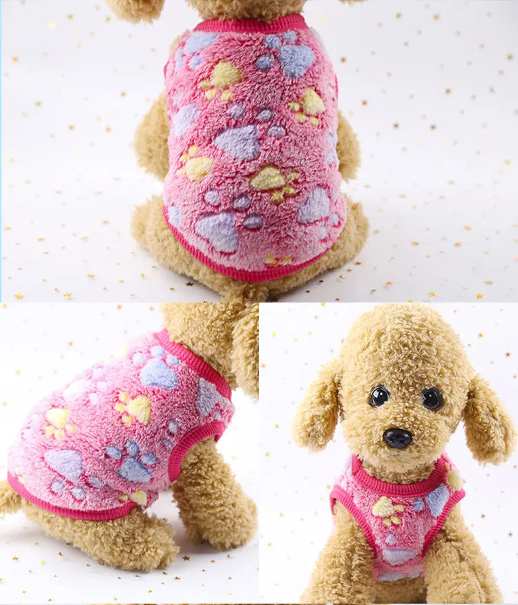 Cartoon Fleece Pet Cat Clothes Winter Warm Pet Dog Vest Puppy Cat Sweater Dog Clothes For Small Dogs Cats Coat Jacket Pet Outfit