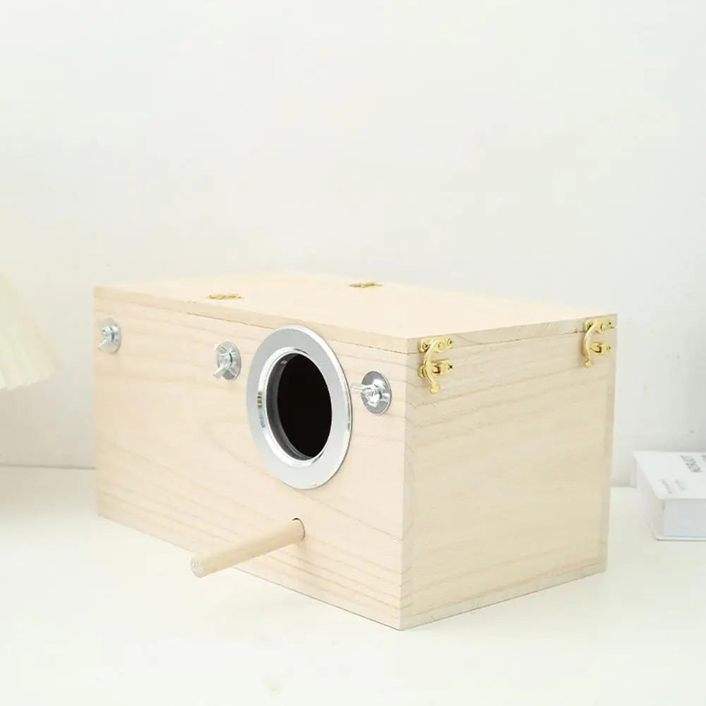 Wood Bird House Nest Birds Breeding Box With Perch Stand Spring Bird Parrot Breeding Decorative Cages Pet Accessories