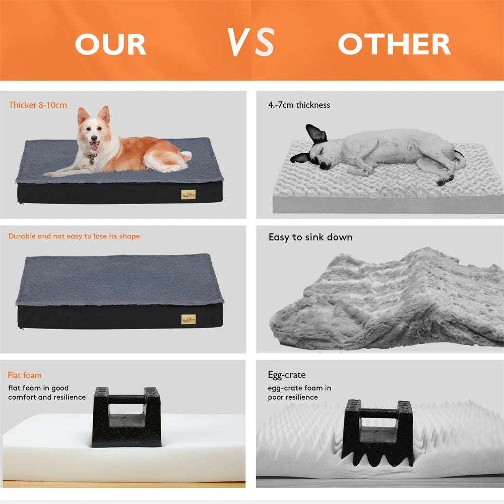 Large Orthopaedic Dog Bed Waterproof Cushion Pet Mattress 2 In 1 Pet Dog Crate Bed with Removable Washable Cover Indoor Outdoor