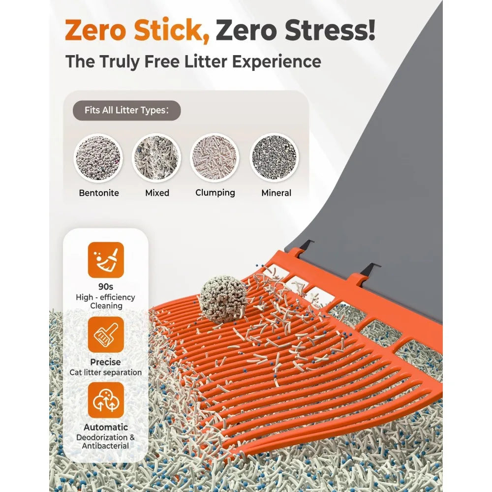 Self Cleaning Litter Box, 100L Large Automatic Cat Litter Box for Multiple Cats, with Smart APP Control, Trap Mat & Ramp,Customi