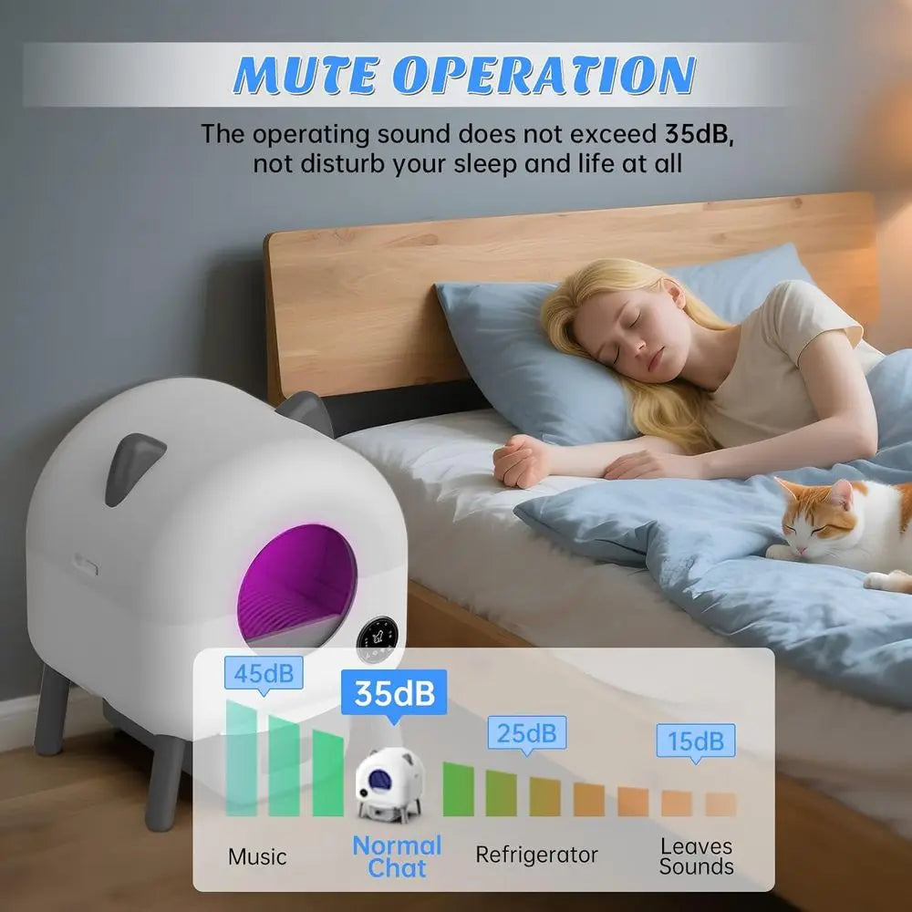 Self-Cleaning Litter Box, Automatic Cat Litter Box Robot with APP Control and Safety Protection for Multiple Cats