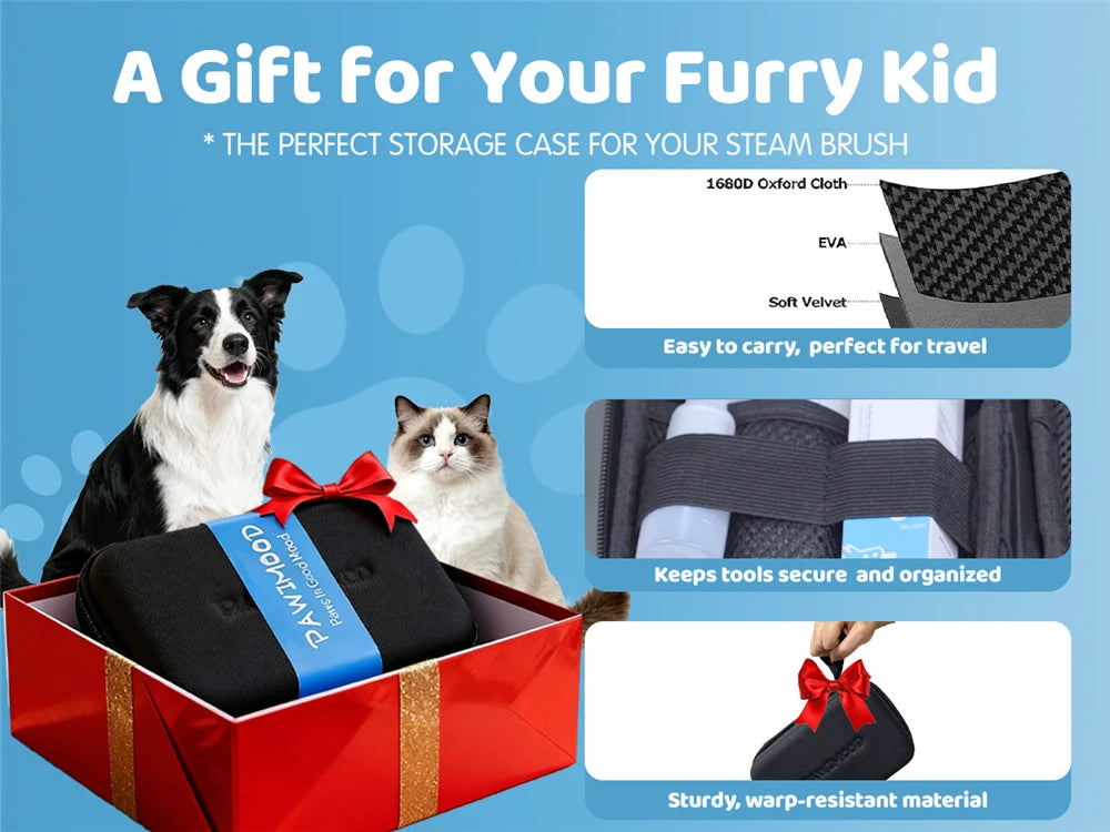 PAWIMOOD 3 in 1 Pet Steam Brush for Dogs Cats Spray Hair Removal Comb Self Cleaning 3 Swap Heads Grooming Dematting Deshedding