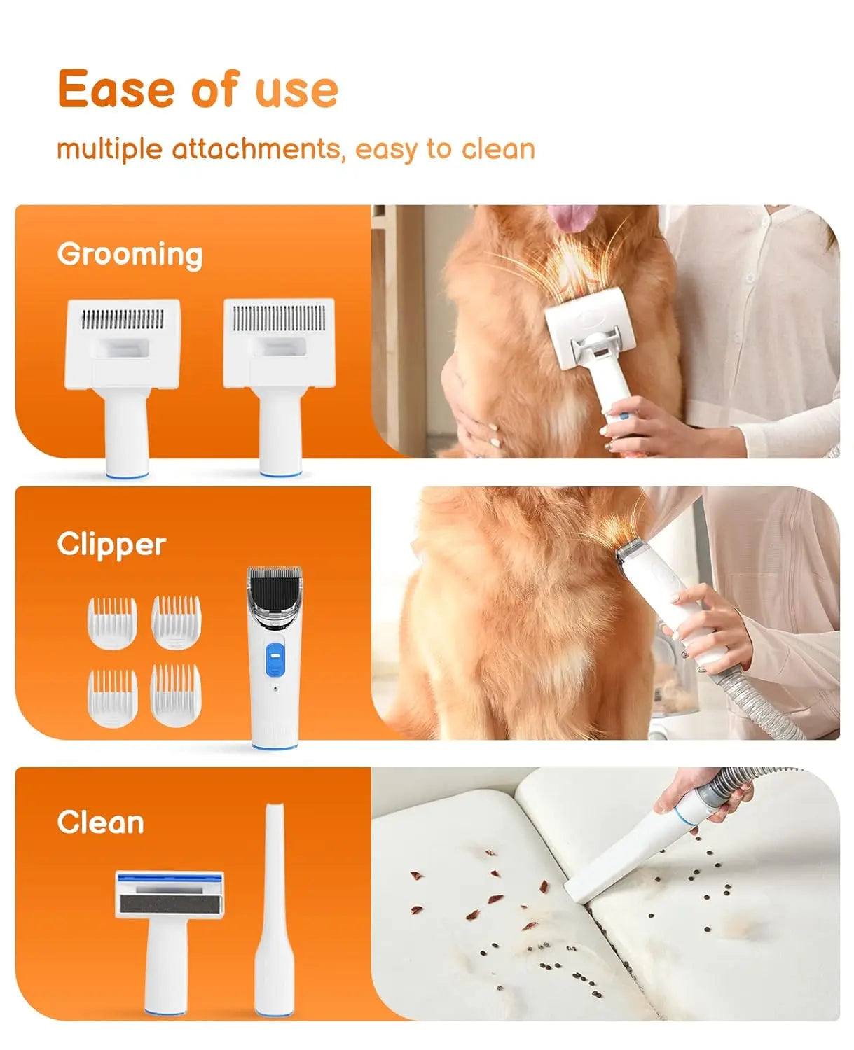 Pet Grooming Kit,5in1 Dog Grooming Kit with 2 Suction Mode,Low Noise Dog Hair Remover,Dog Vacuums for Hair Cleaning for Shedding