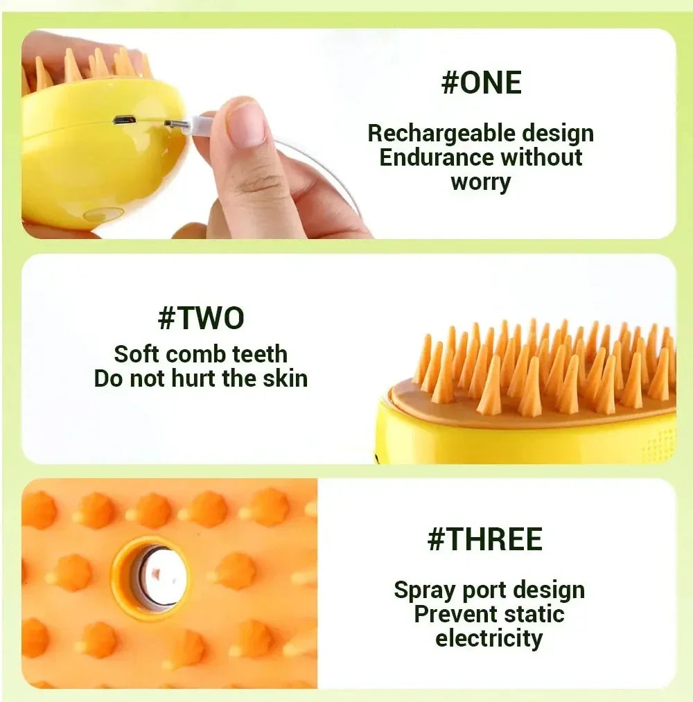 Pet Steam Brush Cat Dog Cleaning Steamy Spray Massage Beauty Comb 3 in 1 Hair Removal Grooming Supplies Pets Accessories