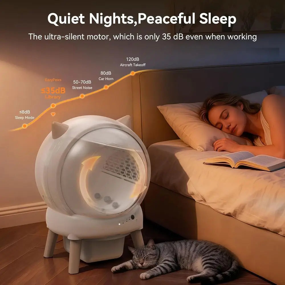 Self Cleaning Litter Box - E2 Automatic Cat Litter Box Large Smart Self Cleaning Robot for Cats, Double Safety Protection, App