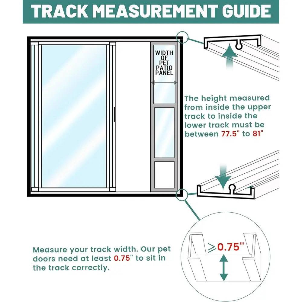 96" Extra Large Dog Door for Sliding Glass Door - XL Doggy Door for Sliding Door Dog Door Insert - Right Open Amount from Inside