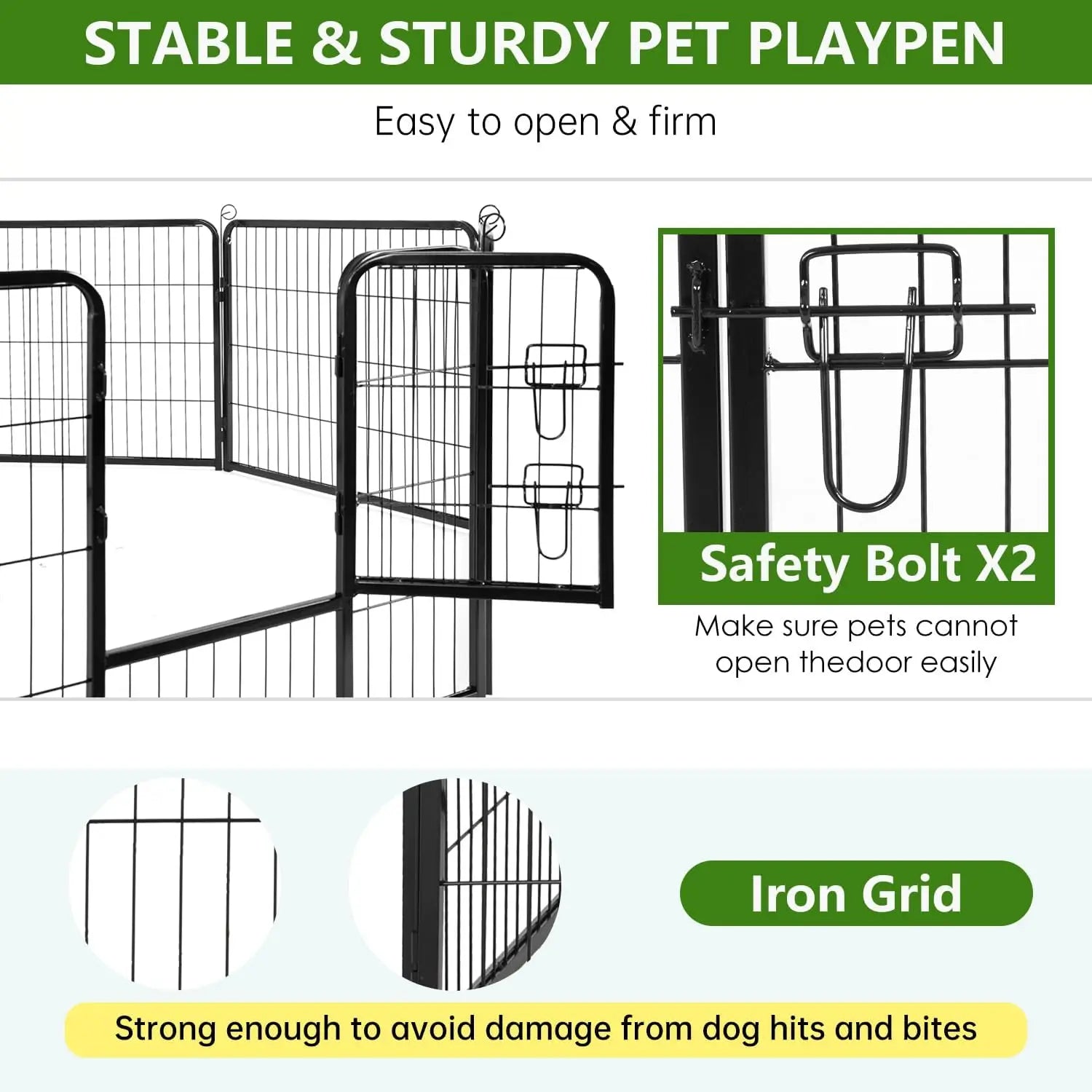 Dog Playpen | 40 Inch, 8 Panels | Heavy Duty Metal Pet Exercise Pen | Indoor Outdoor Fence Panels | Rust-Resistant, Removable