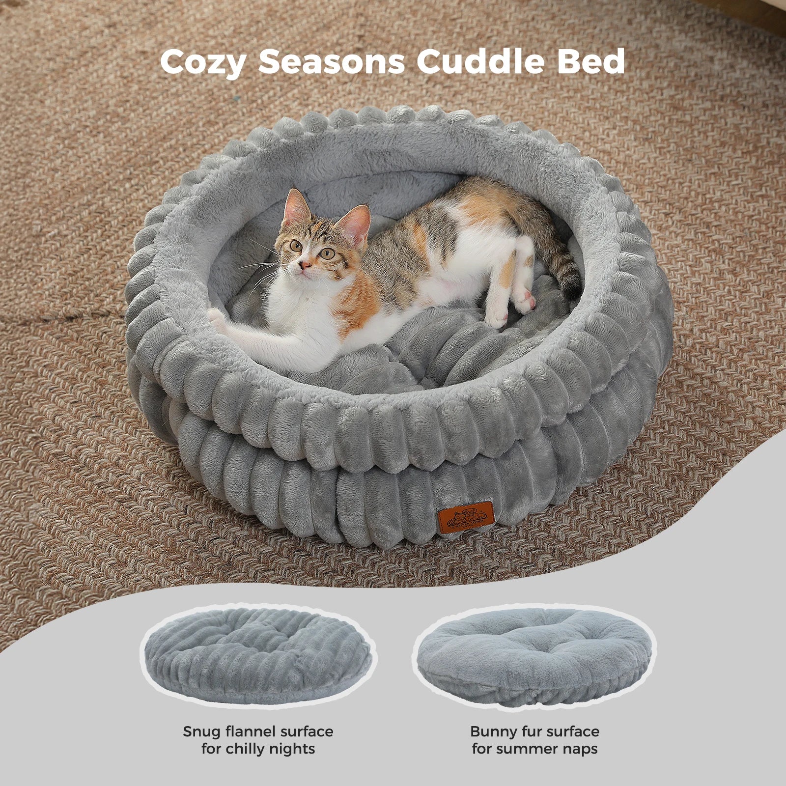 Dog Bed for Medium Dogs Cozy Cat Bed for Indoor Cats Washable Round Pet Bed House with Anti-Slip Bottom Suitable for All Seasons