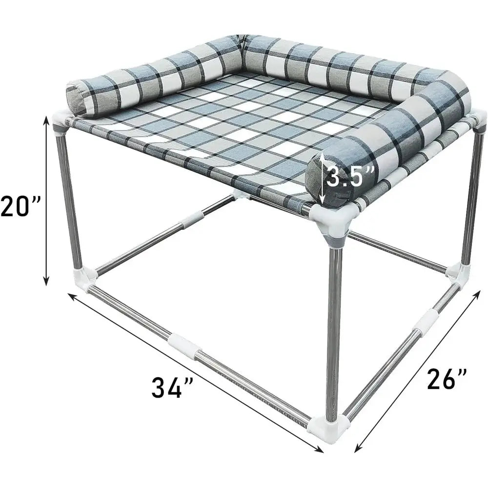 Raised Dog Bed with Pillow Extension for Cosleeping - Attaches to Human Bed, 34x26x20