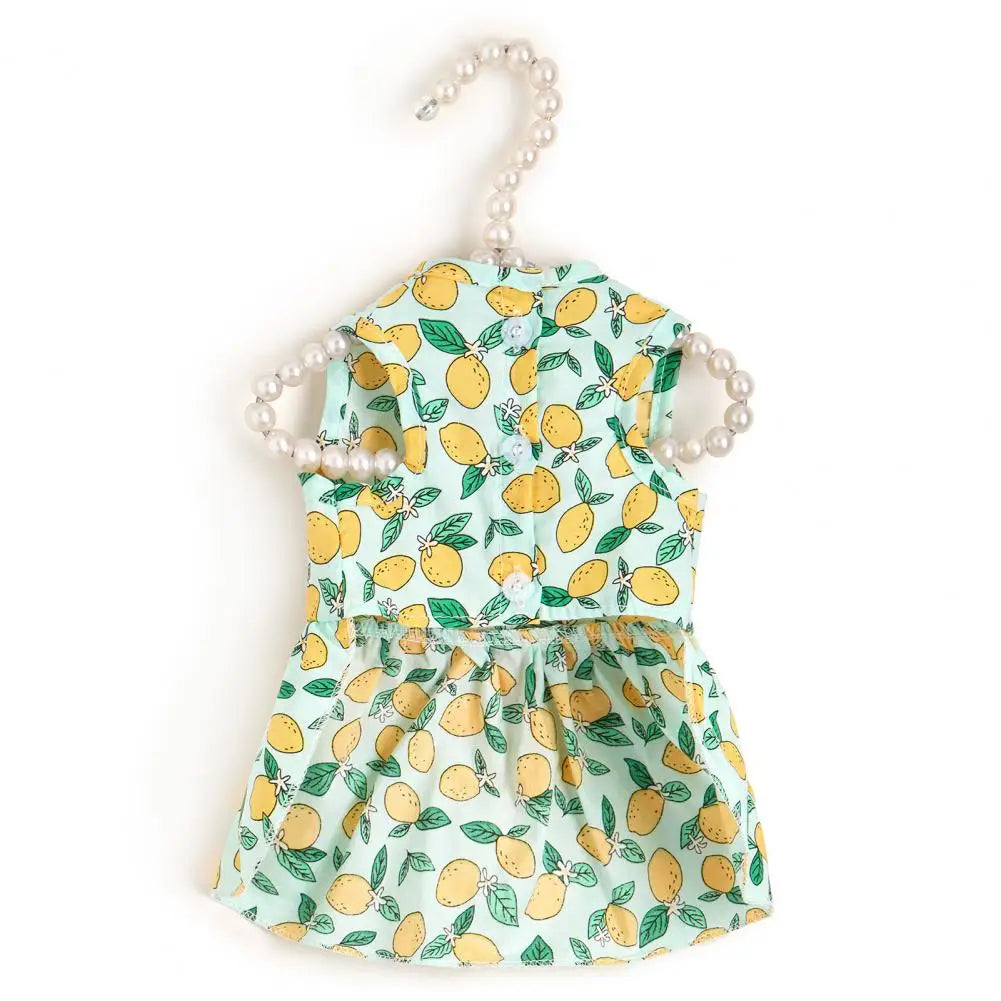 Beautiful Pet Skirt Decorating Cat Skirt Breathable Lemon Printing Summer Dog Two-legged Clothes