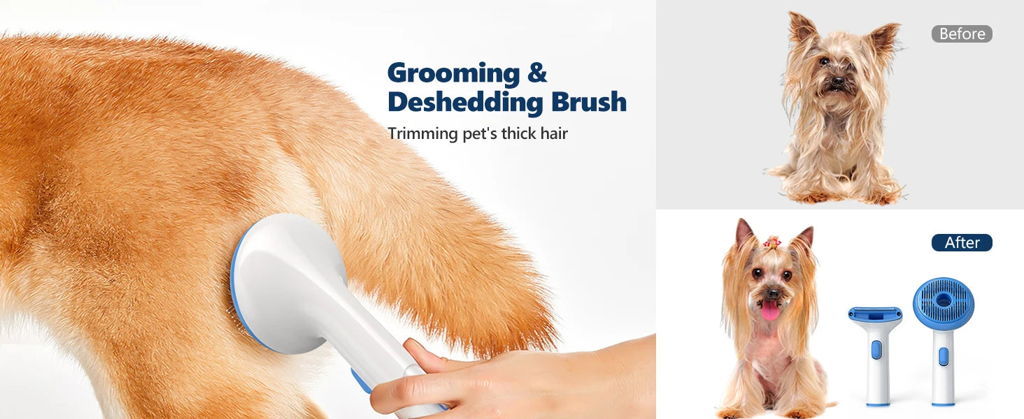 Dog Grooming Kit with 2L Vacuum Suction 99% Pet Hair-Professional Pet Grooming Vacuum Kit with 5 Grooming Tools for Dogs Cats