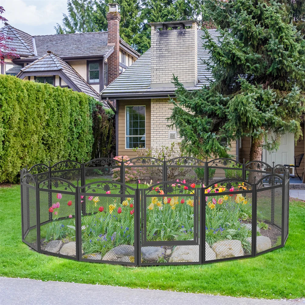 Heavy Duty Large Dog Playpen Pet Exercise Run Enclosure Fence Pet Whelping Pen Box with Waterproof Fertility Mat Indoor Outdoor