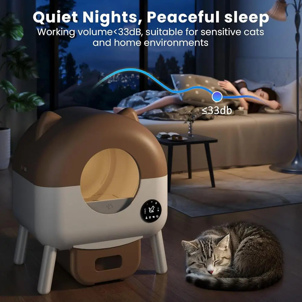 Large-Capacity Smart Litter Box for Multiple Cats, Self-Cleaning, Odor-Controlled, App-Enabled, White