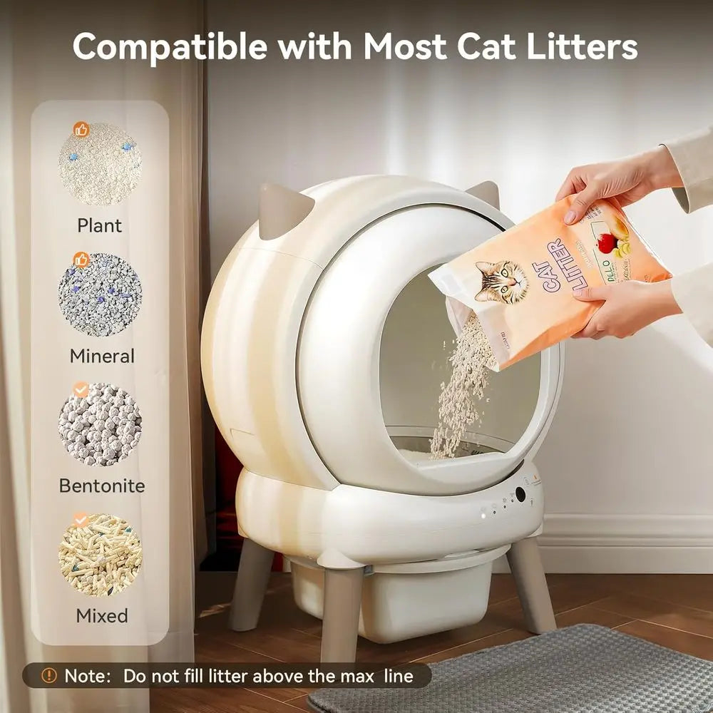Self Cleaning Litter Box - E2 Automatic Cat Litter Box Large Smart Self Cleaning Robot for Cats, Double Safety Protection, App