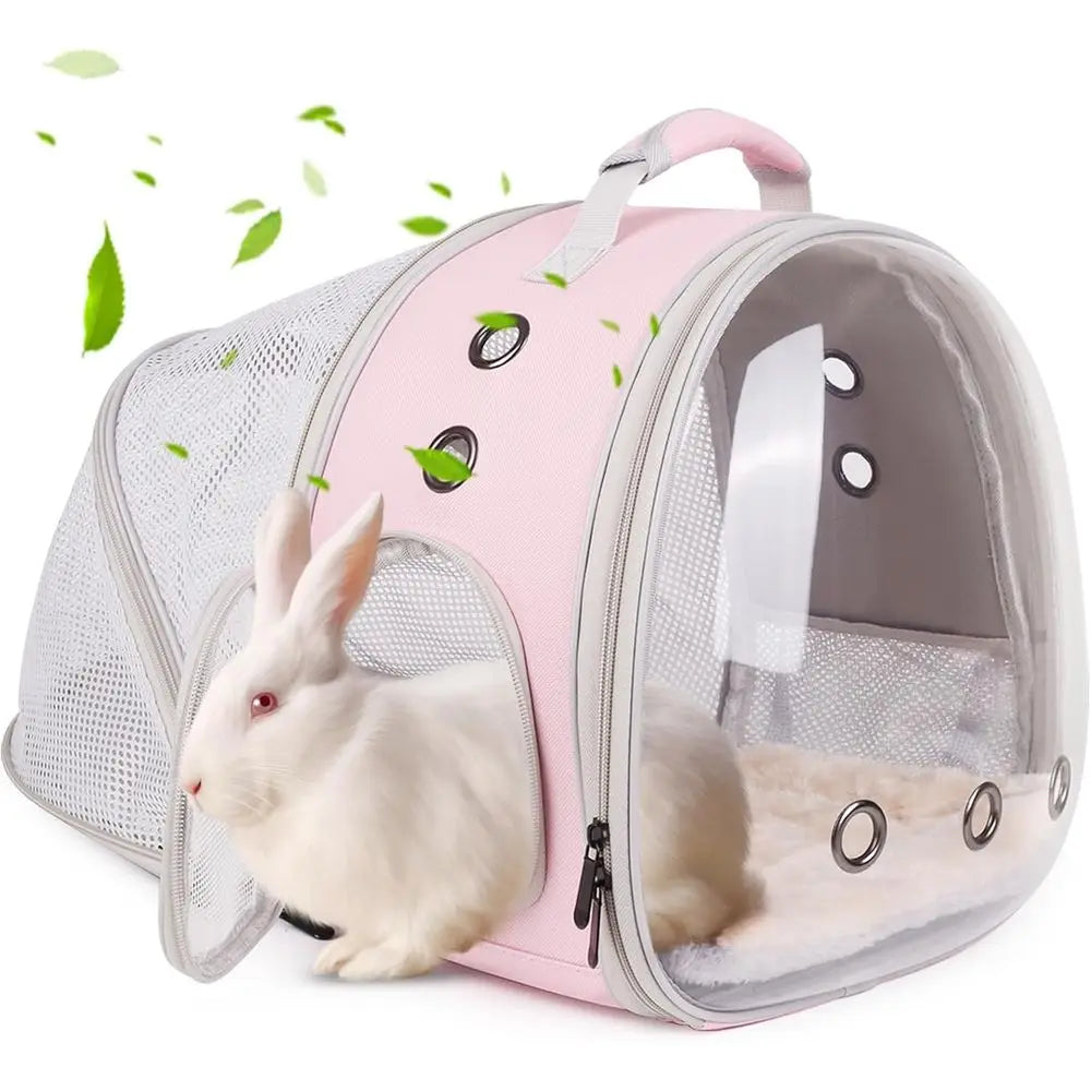 Back Expandable Backpack for Small Animals, Portable Travel Bag Breathable Pet Carrier Cages for Bunny, Guinea Pig, Bearded Drag