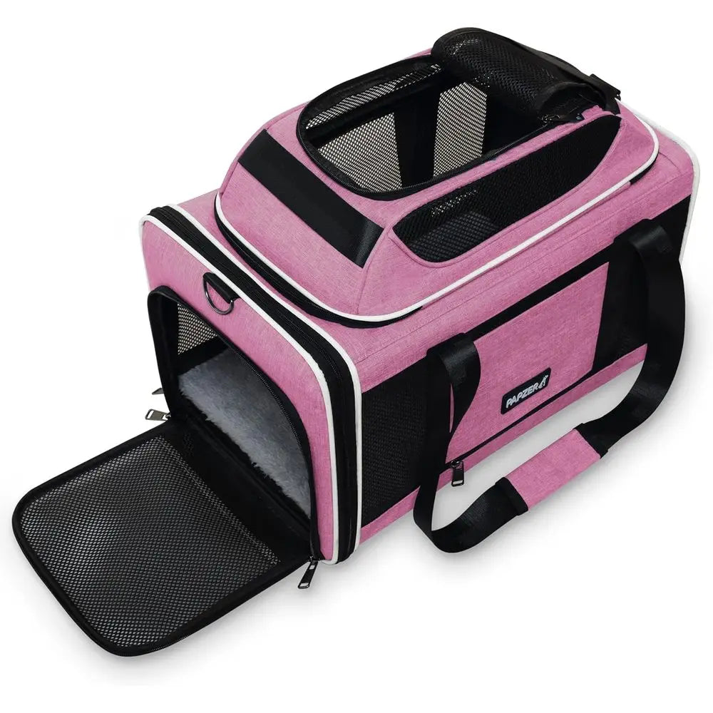 Compact Soft-Sided Airline Approved Pet Carrier for Cats & Dogs, Under-Seat Cabin Bag, TSA Compliant, Pink