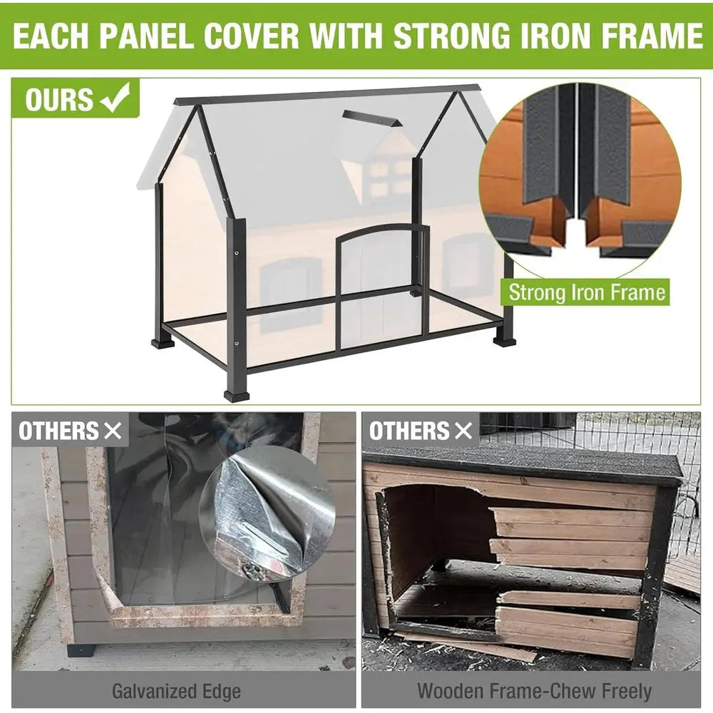 All-Weather Metal Dog House: Waterproof Indoor/Outdoor Kennel for Small to Large Dogs