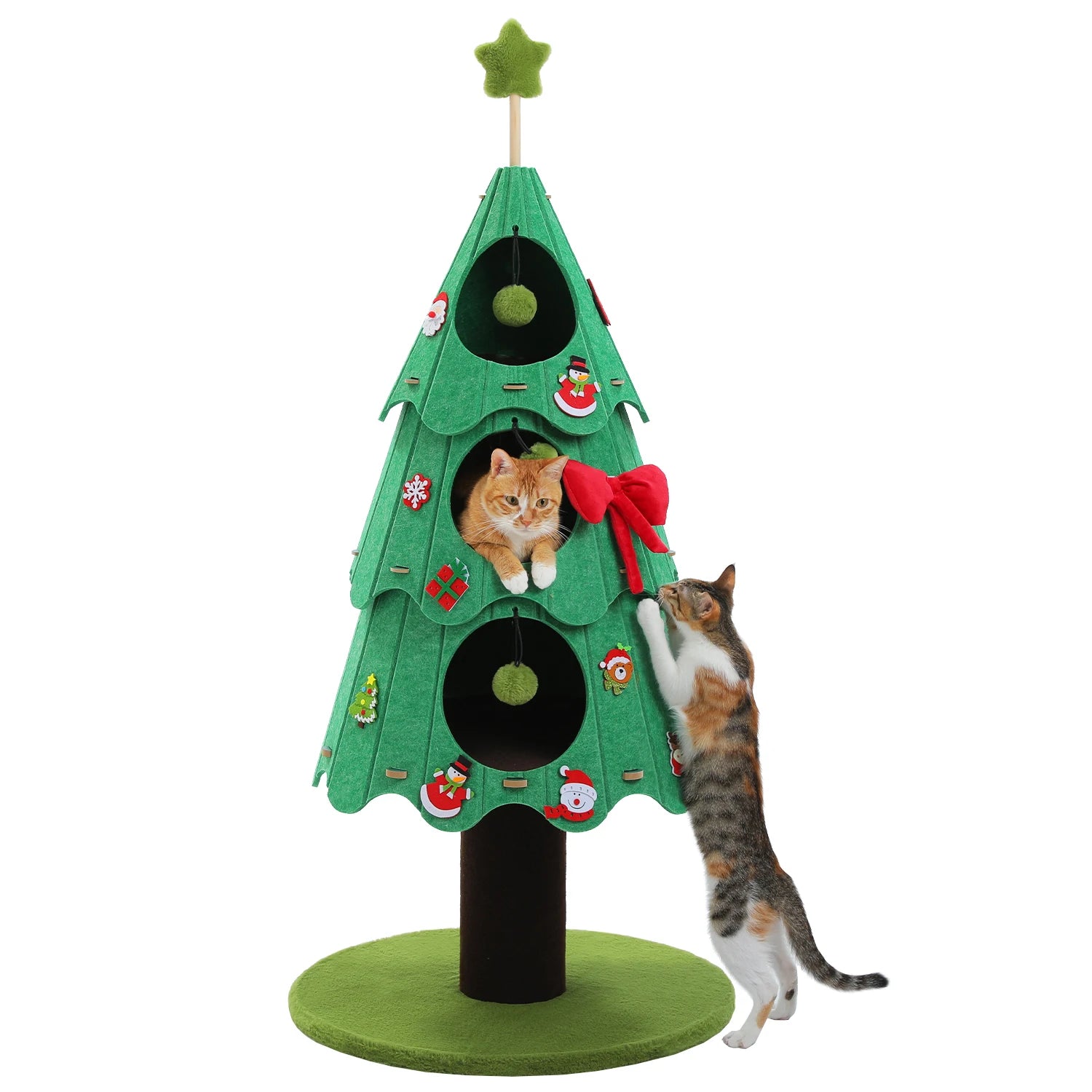Christmas Cat Tree for Indoor Cats Cute Cat Tower with Cozy Condos Multi-Cat Climbing Furniture Large Cat Bed House Cat Toys