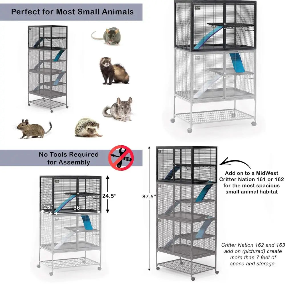 Critter Nation Add-On Unit Small Animal Cage, No Stand, Expands Model 161 or 162
