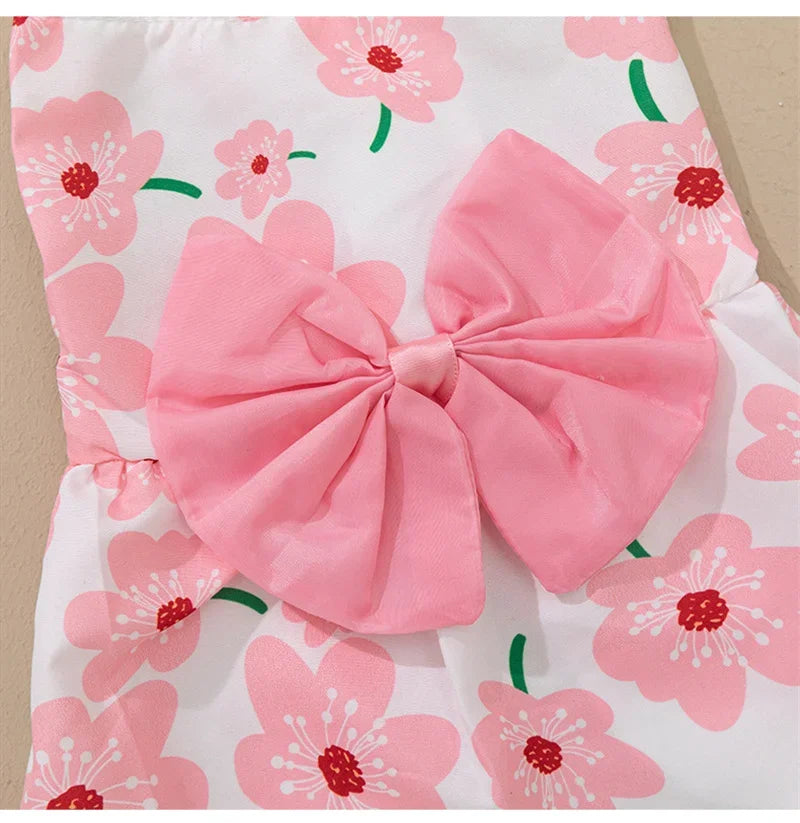 Fashion Cat Puppy Dresses with Bow for Small Dogs Cats Sphynx Chihuahua Fruit Flower Print Pet Clothes ropa para gatos sukienki