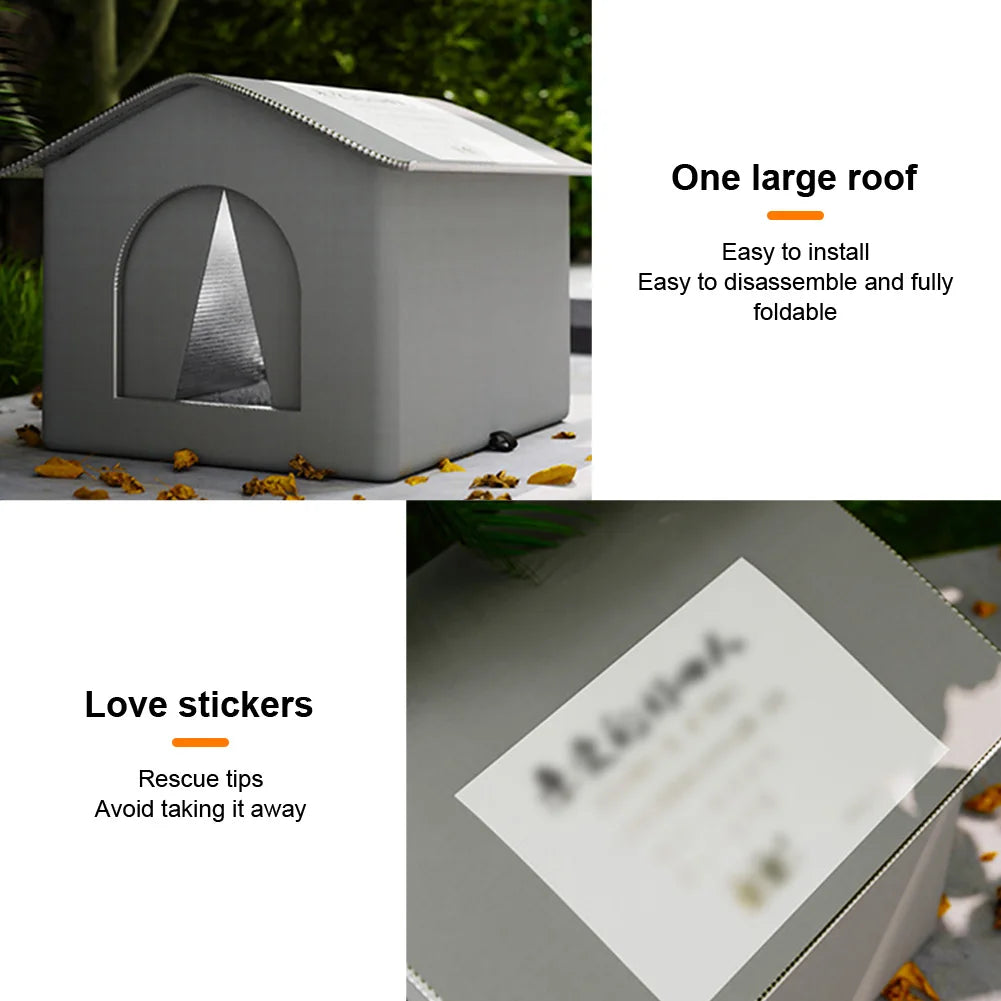 Stray Cat's House Waterproof Outdoor Feral Cats House Enclosed Pet Tent Cold Resistant Pet House Winter Warm for Winter Tent Bed