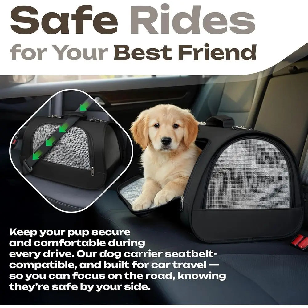 Small Pet Carrier for Cats, Rabbits, Guinea Pigs – Airline Approved Soft-Sided Travel Bag, Lightweight Dog Carrier, Ventilated &