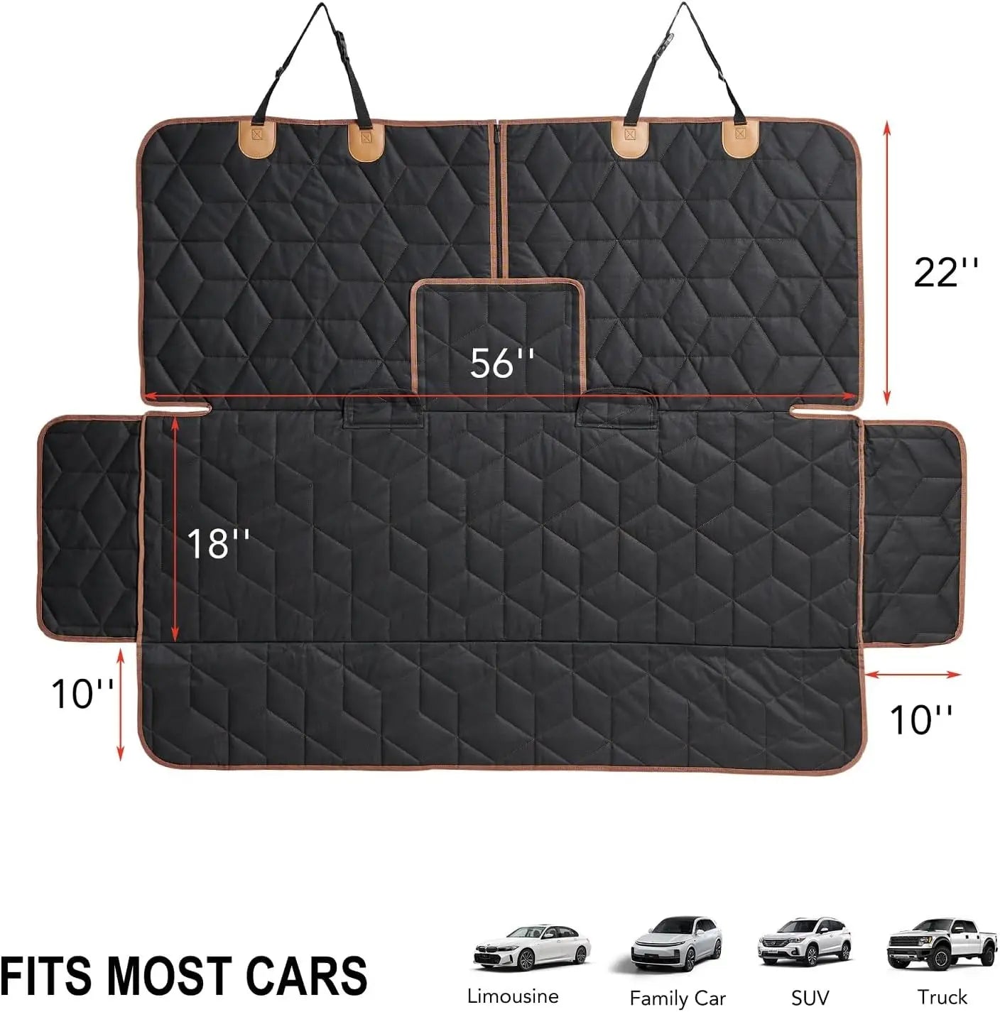 Dog Car Seat Cover, Waterproof Non-Slip Back Seat Protector for Pets, Universal Fit for Cars, Trucks, SUVs with Middle Armrest