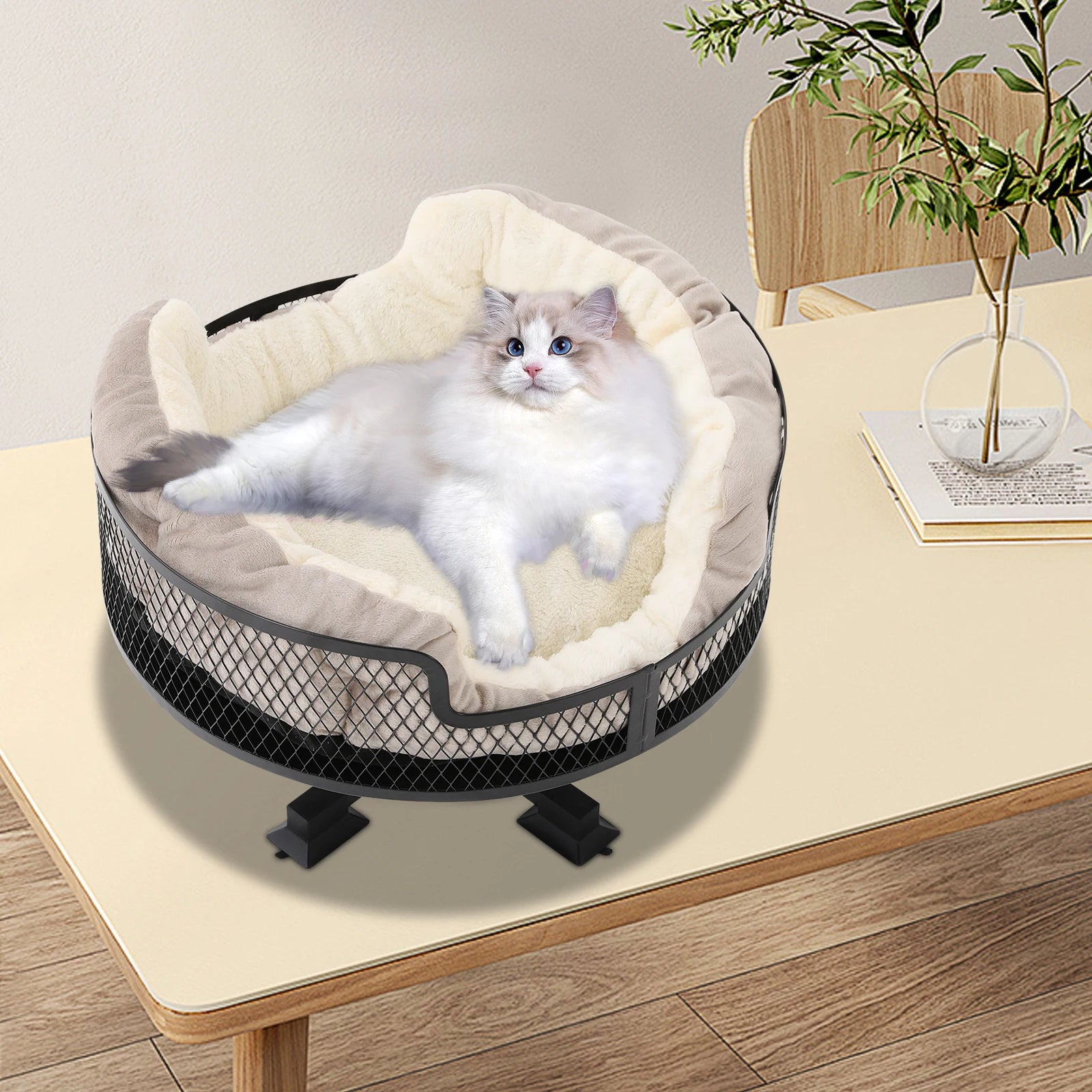 Portable Stainless Steel Elevated Cat Desk Bed 22.05 Lbs Weight Capacity Or Small Cats And Dogs