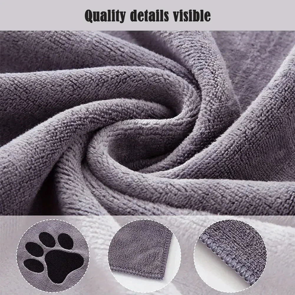 35*75cm/50*100cm Microfiber Pet Bath Towel Embroidered Super Soft Absorbent Cat for Dogs Grooming Supplies