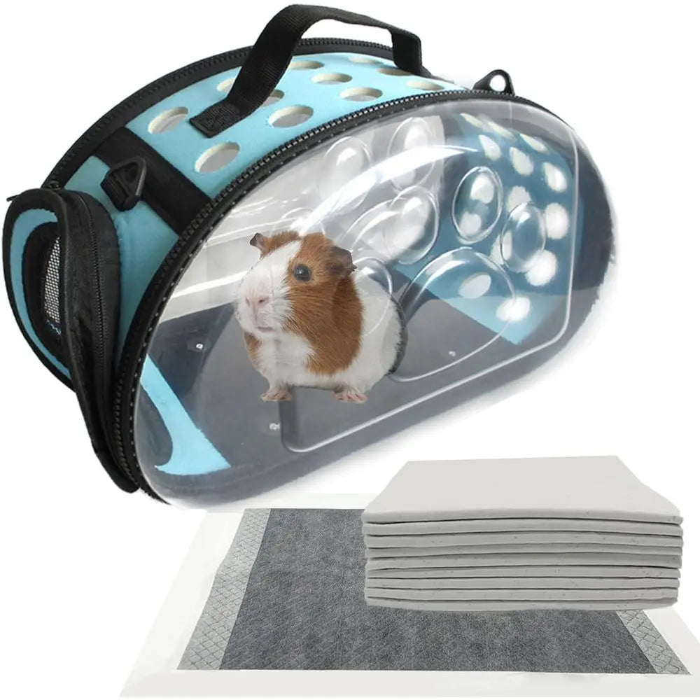 Carrier Bag for Guinea Pig,Portable Small Animal Carriers Pouch,Outgoing Rabbit Travel Carrying Case with 10PCS Disposable Under