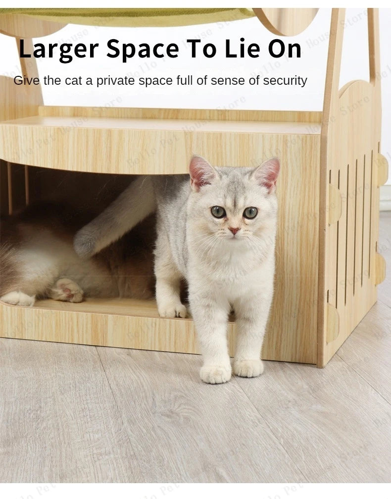 Multifunctional Luxury Cat Villa Double-story Pet House Four-season Universal Cat Nest Cat Hammock Pet Toys Pet Supplies