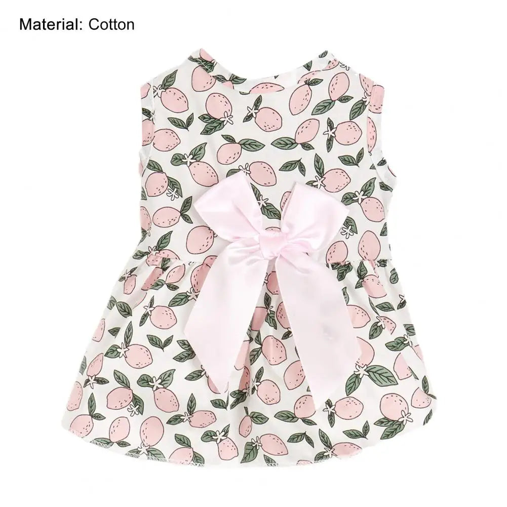 Beautiful Pet Skirt Decorating Cat Skirt Breathable Lemon Printing Summer Dog Two-legged Clothes