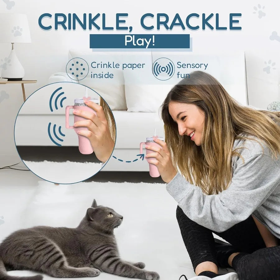 Kitty Cup Catnip Toy - Christmas and Birthday Cat Gt Toy with Catnip and Crinkle Fy Stocking Stuffer for Girl Indoor Kitten Pin