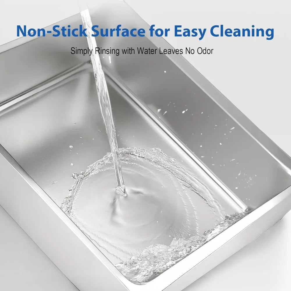 Cat Litter Box with Lid, XL Extra Large Litter Box for Big Cats, High Sided Kitty Metal Pan with Pedal Filter