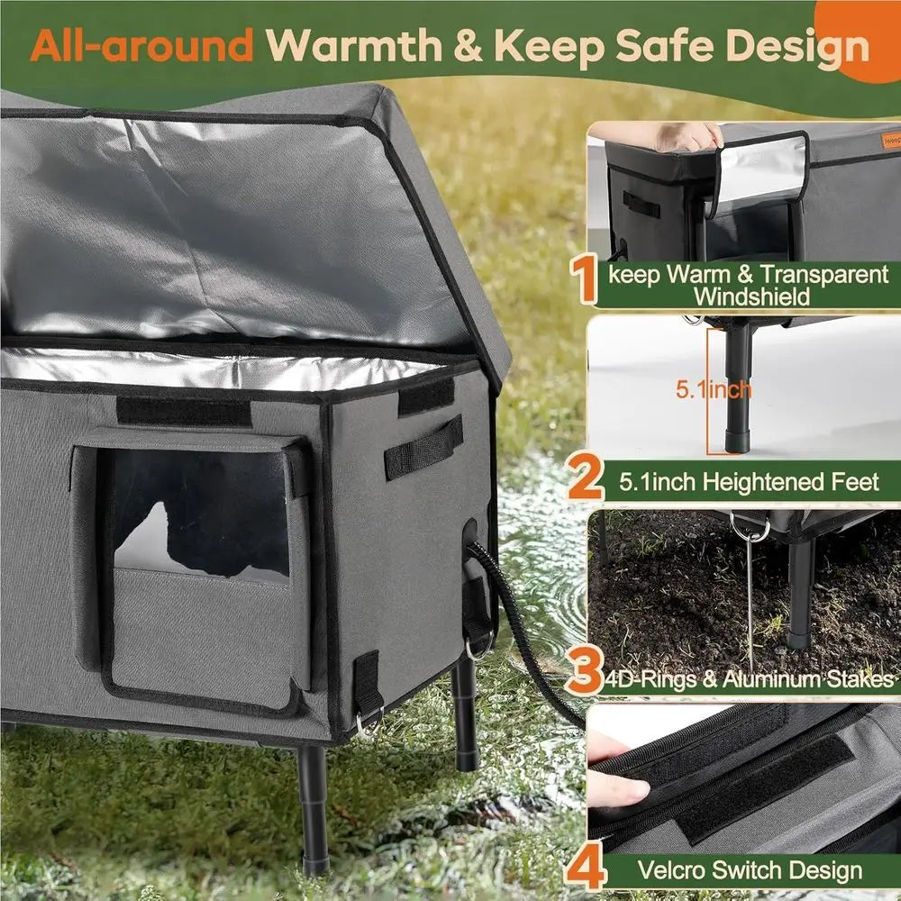 Durable Weatherproof Outdoor Cat House for Winter, Insulated Shelter for Medium Cats and Strays
