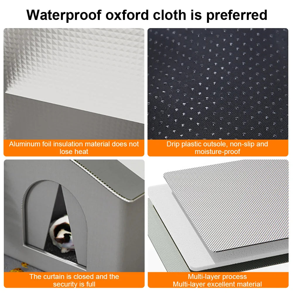 Stray Cat's House Waterproof Outdoor Feral Cats House Enclosed Pet Tent Cold Resistant Pet House Winter Warm for Winter Tent Bed