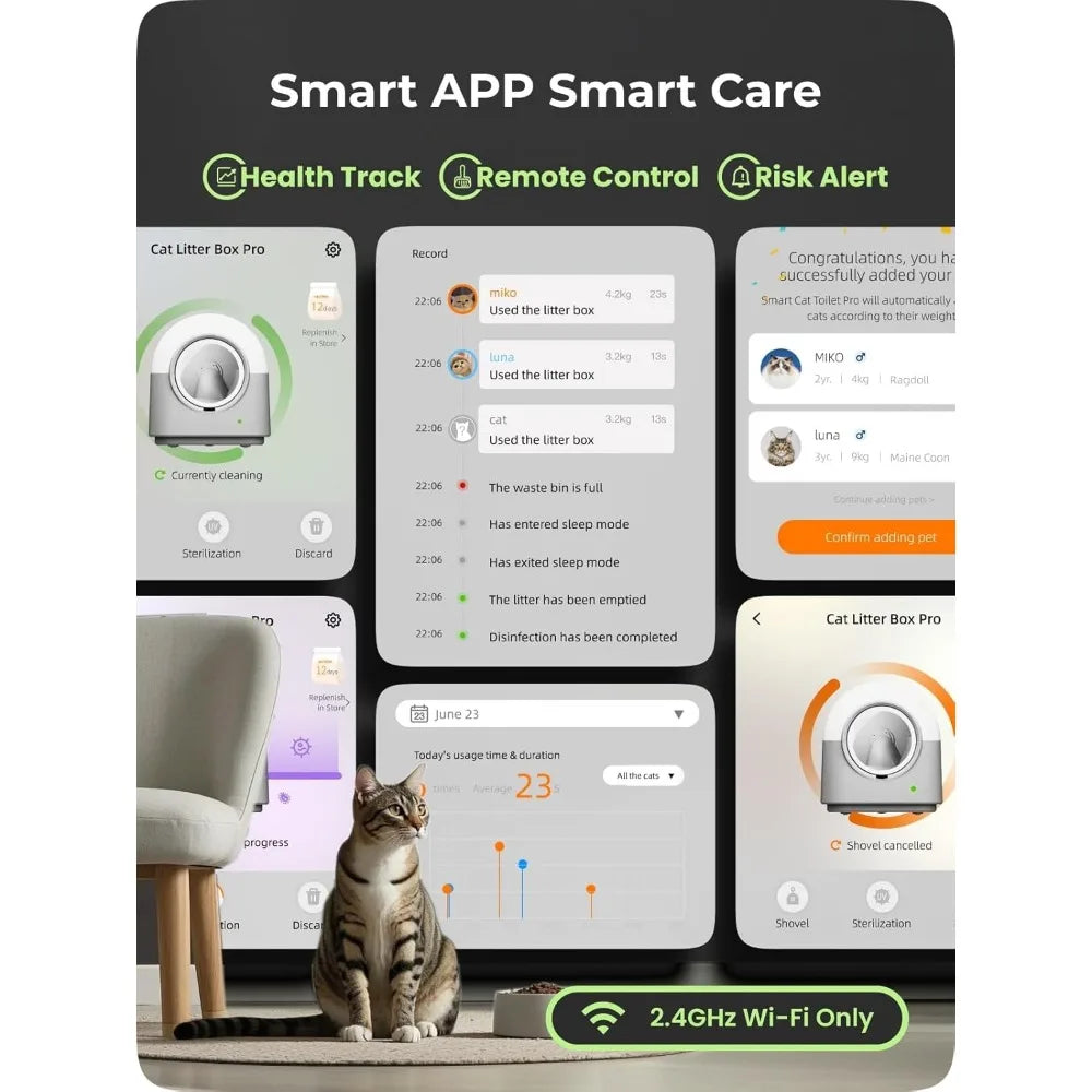 Self Cleaning Cat Litter Box Safe Anti-Pinch,with Deodorizer and Liner,Automatic Hands-Free Smart Robot Self Cleaning Litter,Cus