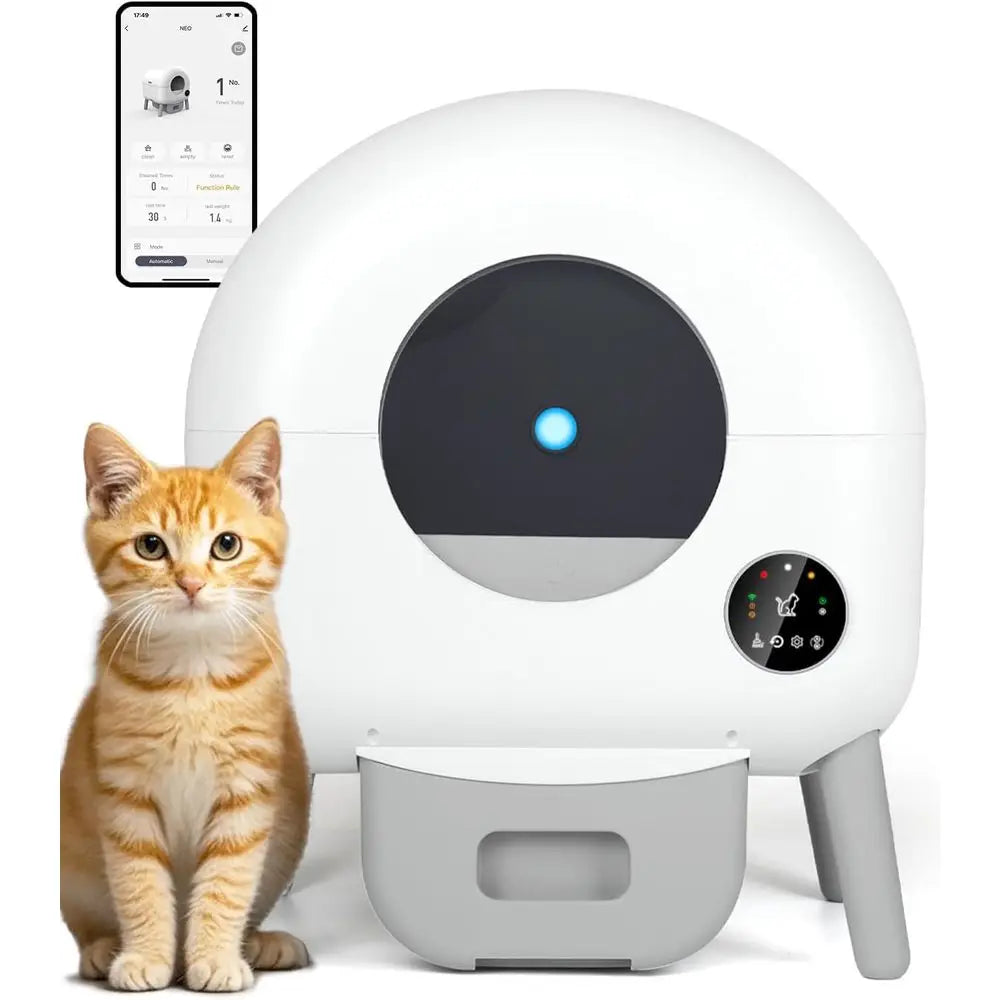 Smart Automatic Cat Litter Box for Multiple Felines with Dual Safety, App Control, and Easy Cleanup