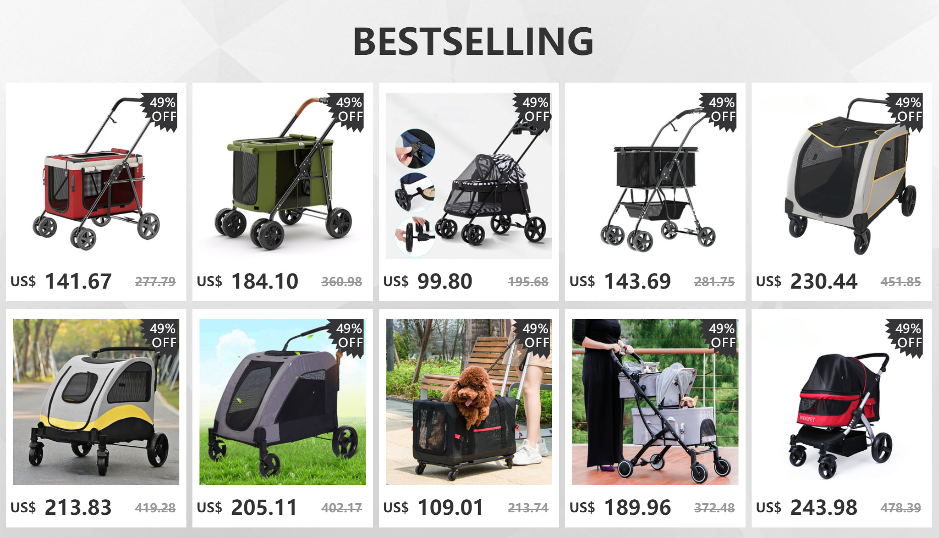 New Pet Stroller Double Layer Suitable for Two Pet Cats Dogs Foldable Cart Breathable Dog Stroller Pet Trolley carry on case