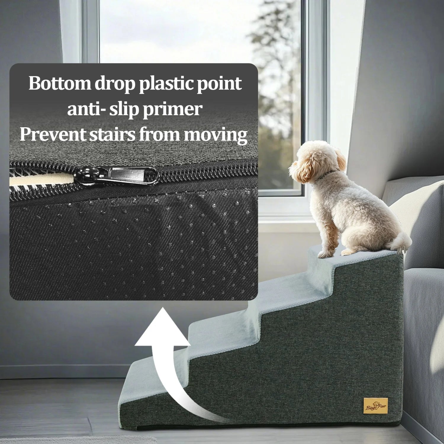3/4 Steps High Density Foam Dog Stairs Ramps, for High Beds and Sofa, Non-Slip Pet Steps Sofa Bed Ladder, with Washable Cover