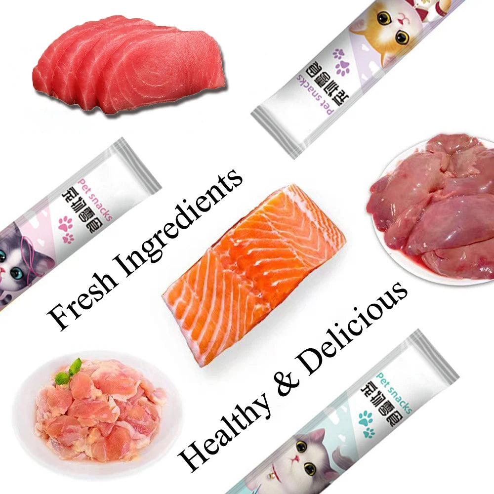 Cat Treats, Lickable, Squeezable Creamy Puree Cat Treat, 0.5 Ounces Each Tube, Chicken Flavor.