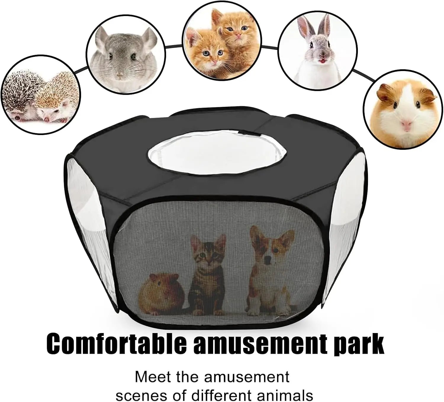 2-Pack Guinea Pig Carrier Backpack with Lid and Pop Open Playpen, Portable Small Animal Cage for Rabbits, Chinchillas