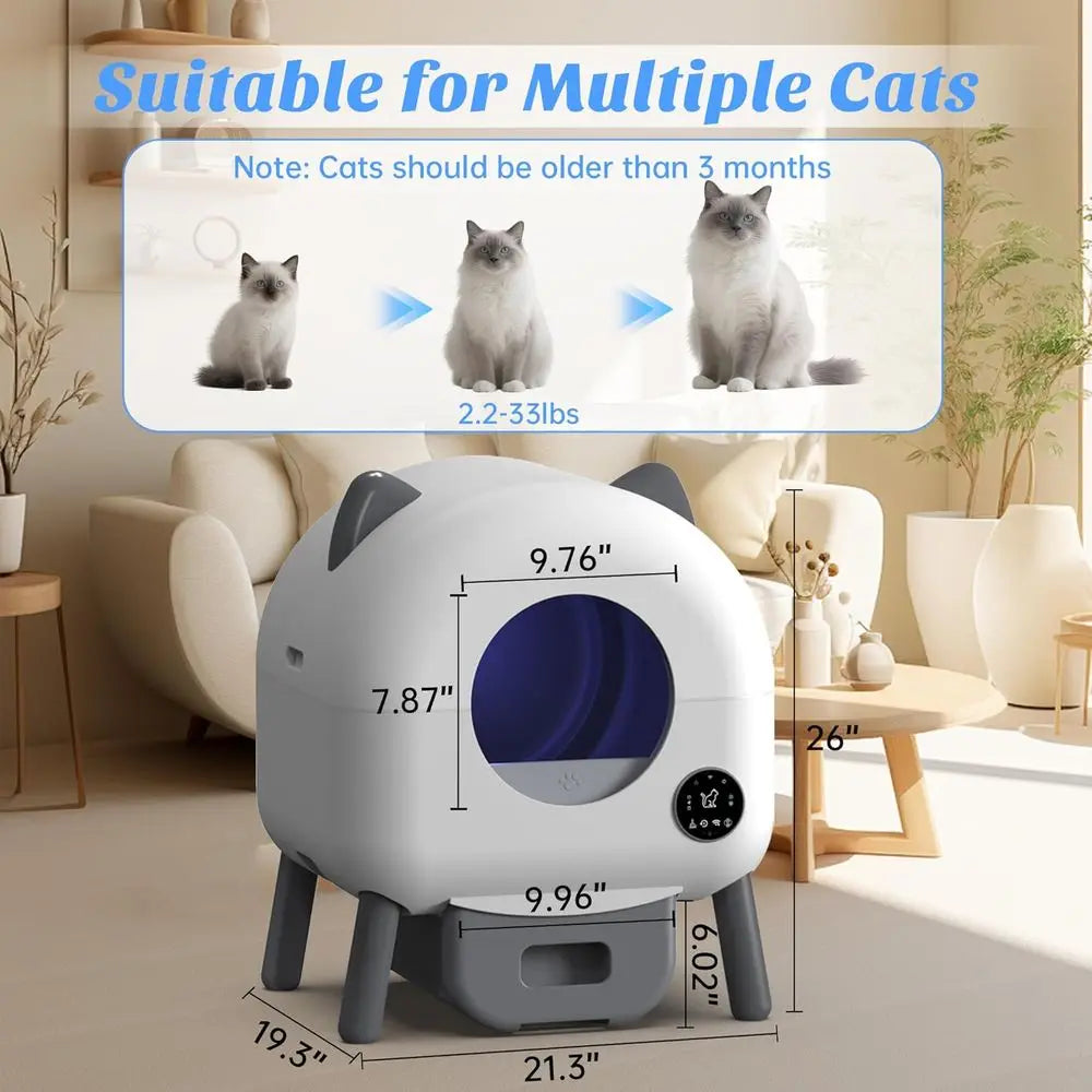 Self-Cleaning Litter Box, Automatic Cat Litter Box Robot with APP Control and Safety Protection for Multiple Cats