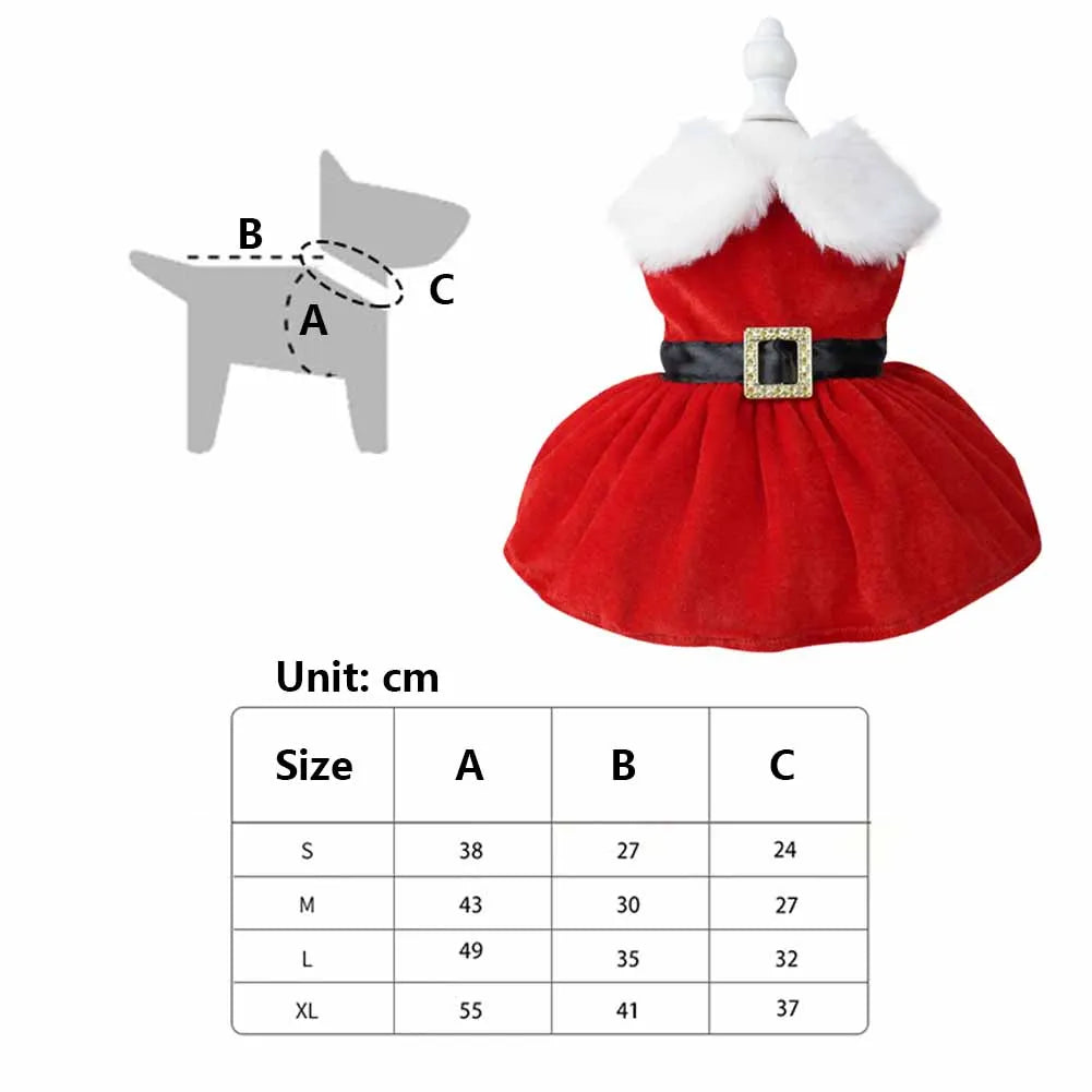 Dog Girls Winter Clothes Comfortable Christmas Dog Dress Soft Small Pet Red Skirt Suit Easy To Clean Christmas Dress Up Supplies